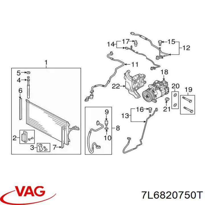 Comprar 7L6820750T VAG Manguera de aire acondicionado de radiador al deshidratador