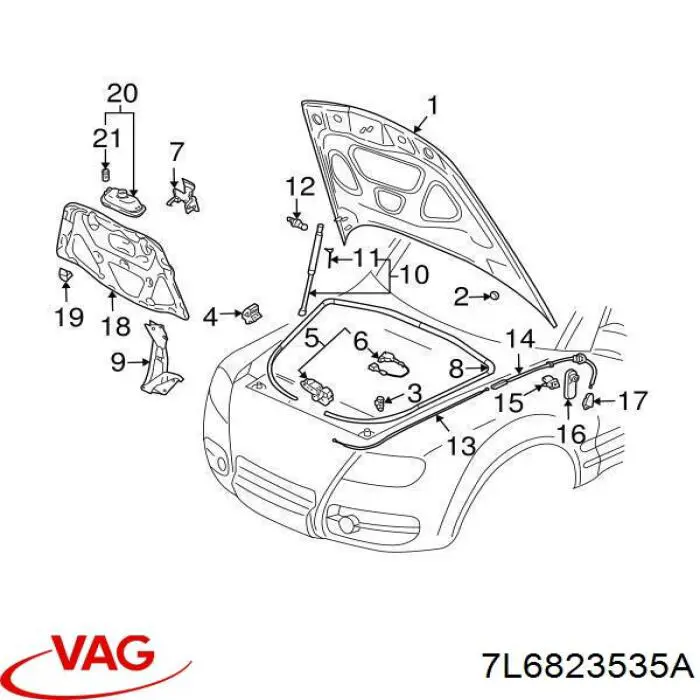 Comprar 7L6823535A VAG Cable de apertura del capó trasero