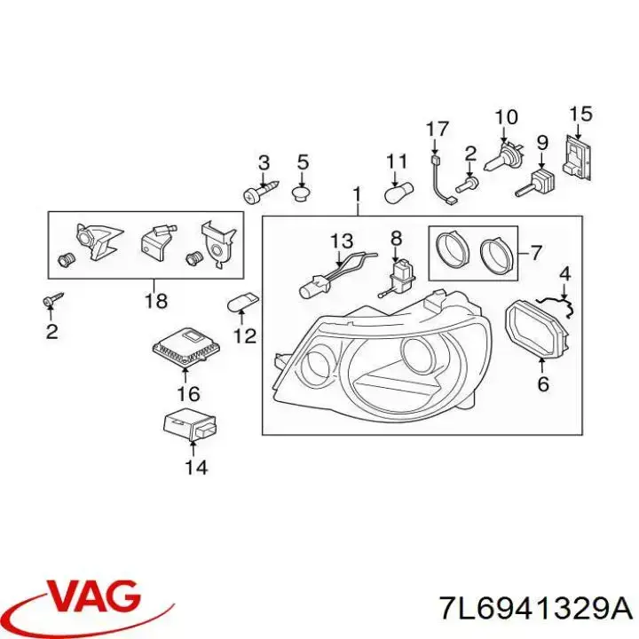 Unidad de control de xenón 7L6941329A VAG