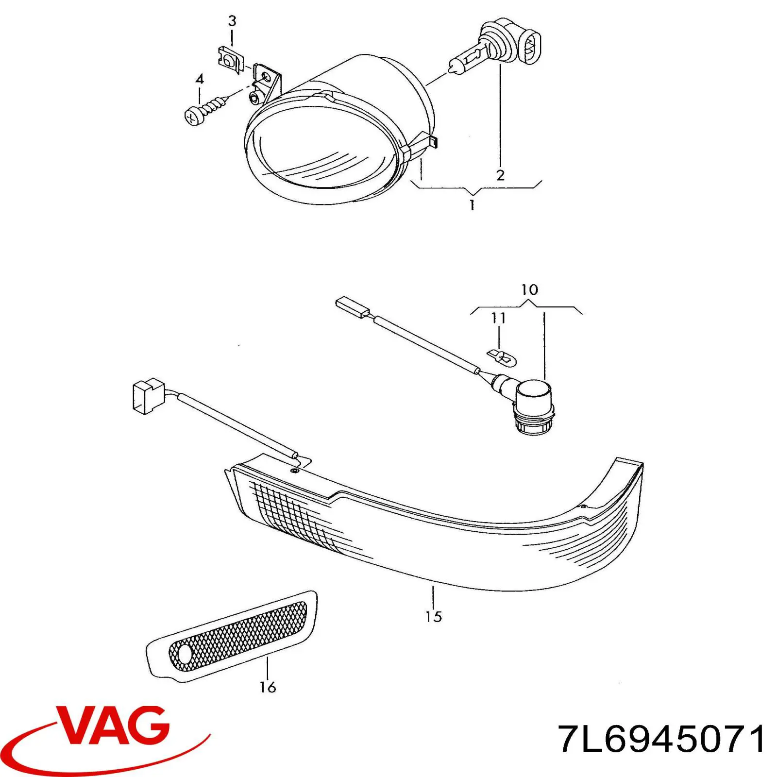 Reflector delantero izquierdo VAG 7L6945071 precio, desde 25,62 EUR