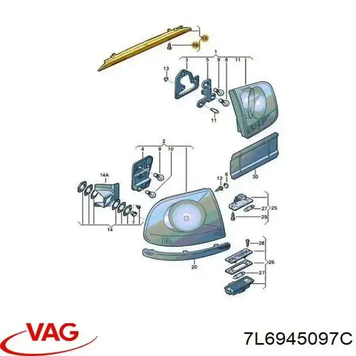 7L6945097C VAG Luz central de freno