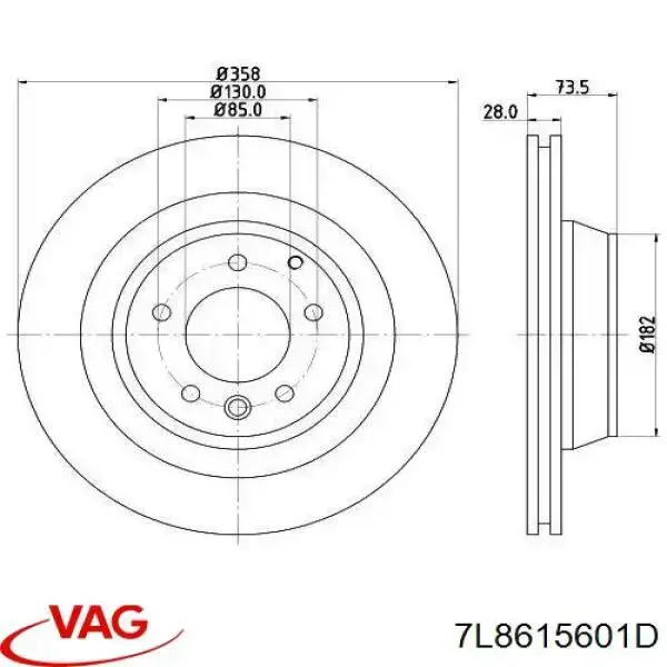 Disco de freno trasero 7L8615601D VAG