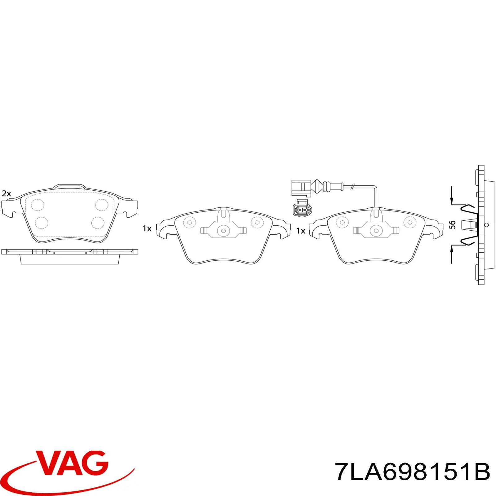7LA698151B VAG pastillas de freno delanteras