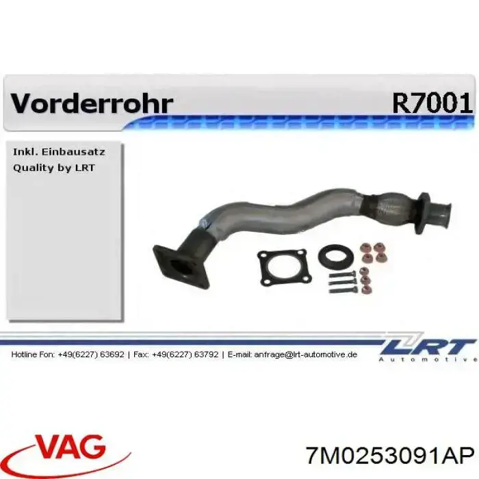 Tubo de escape delantero VAG 7M0253091AP precio, desde 122,38 EUR