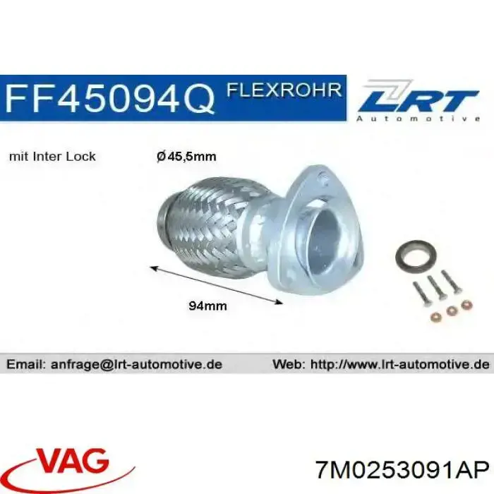 Comprar 7M0253091AP VAG Tubo de admisión del silenciador de escape delantero