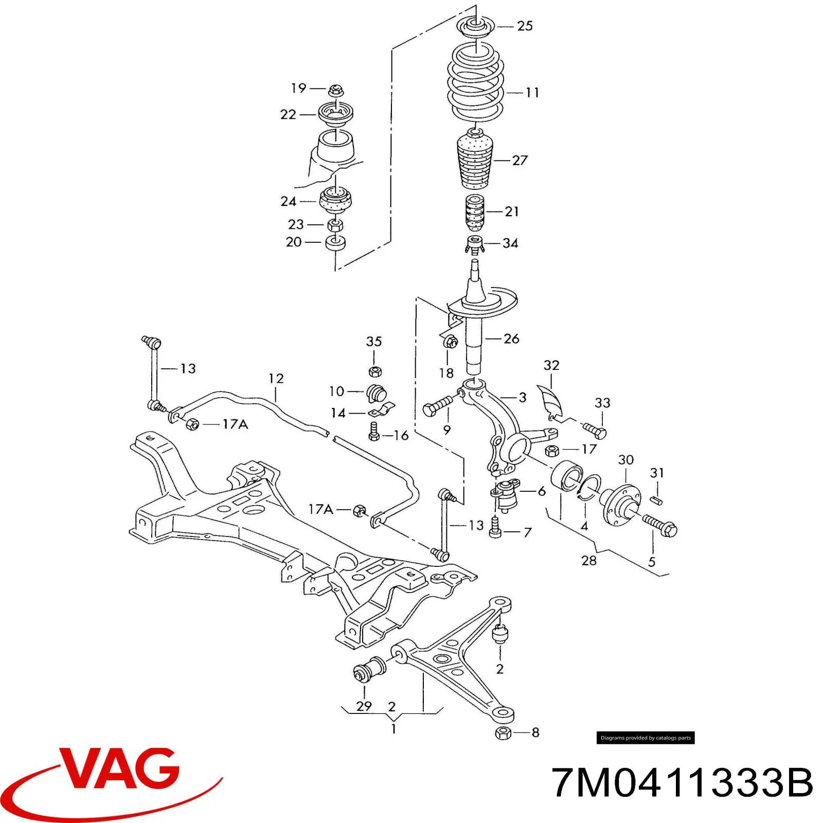Abrazadera de fijación del estabilizador delantero para Seat Alhambra (7V8, 7V9)
