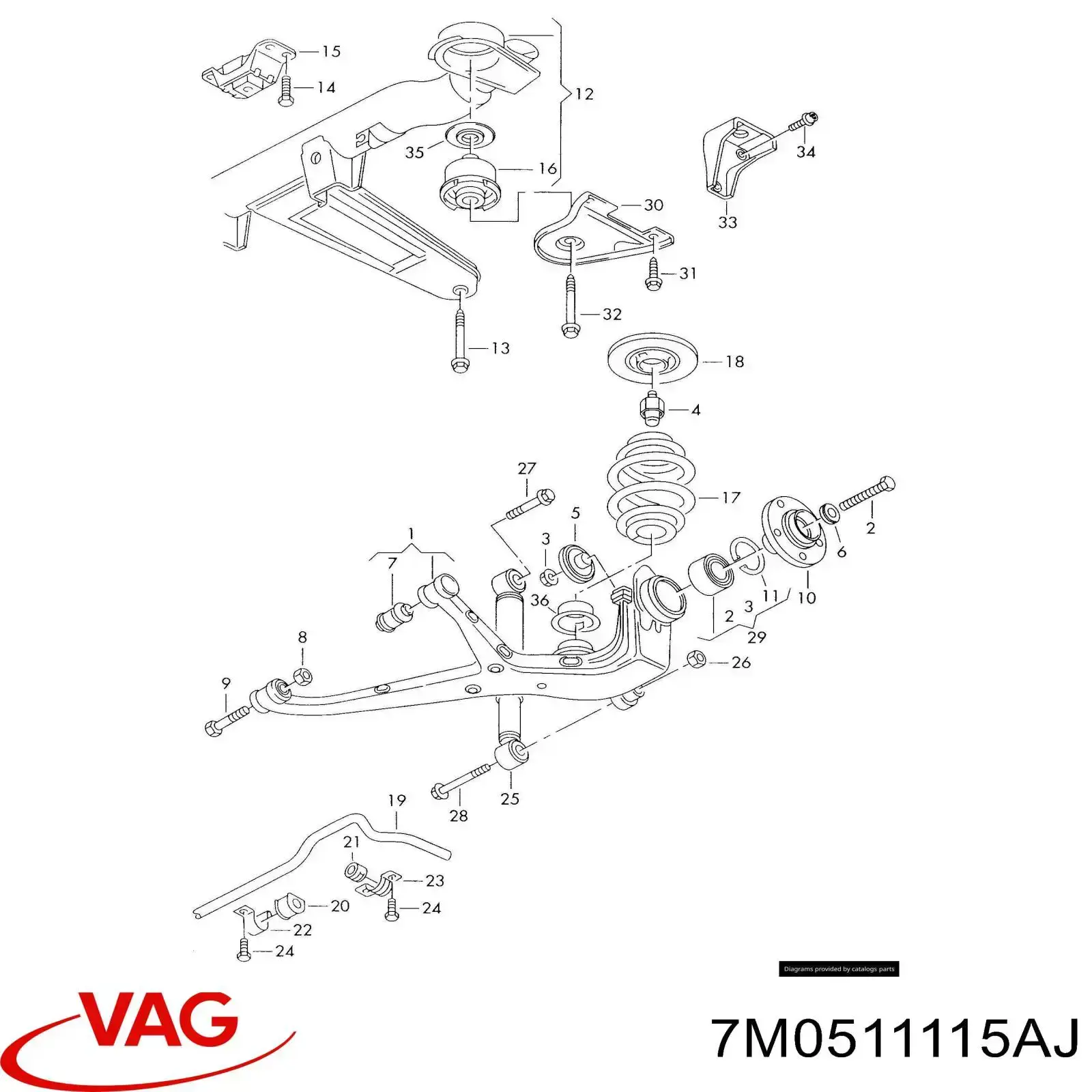 7M0511115AJ VAG muelle de suspensión eje trasero