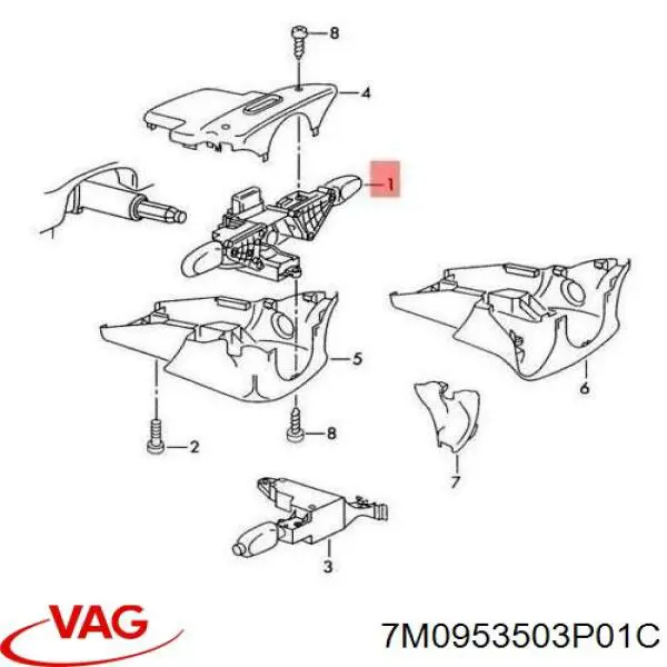 Comprar 7M0953503P01C VAG Conmutador columna dirección
