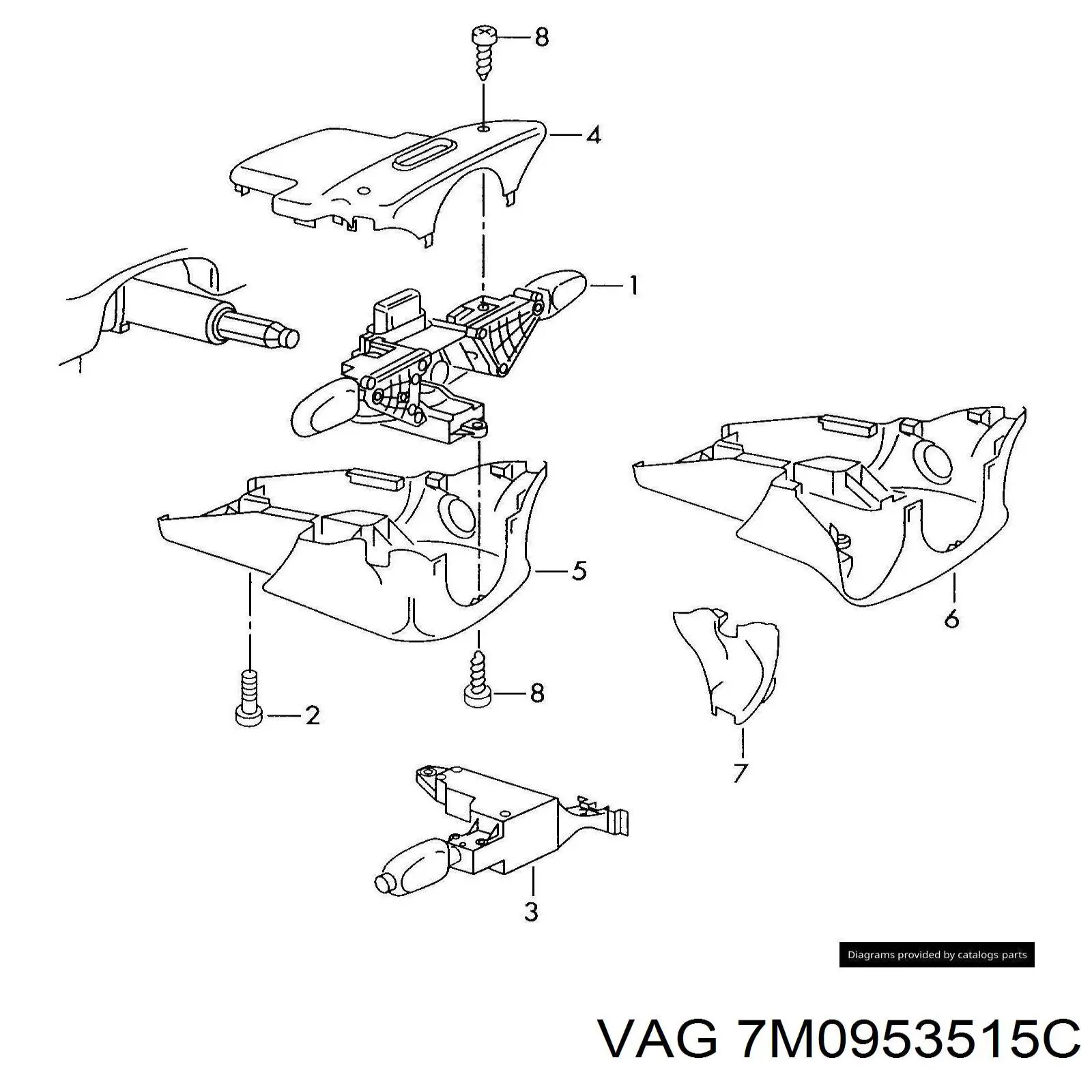 7M0953515C VAG Cubierta de la columna de dirección