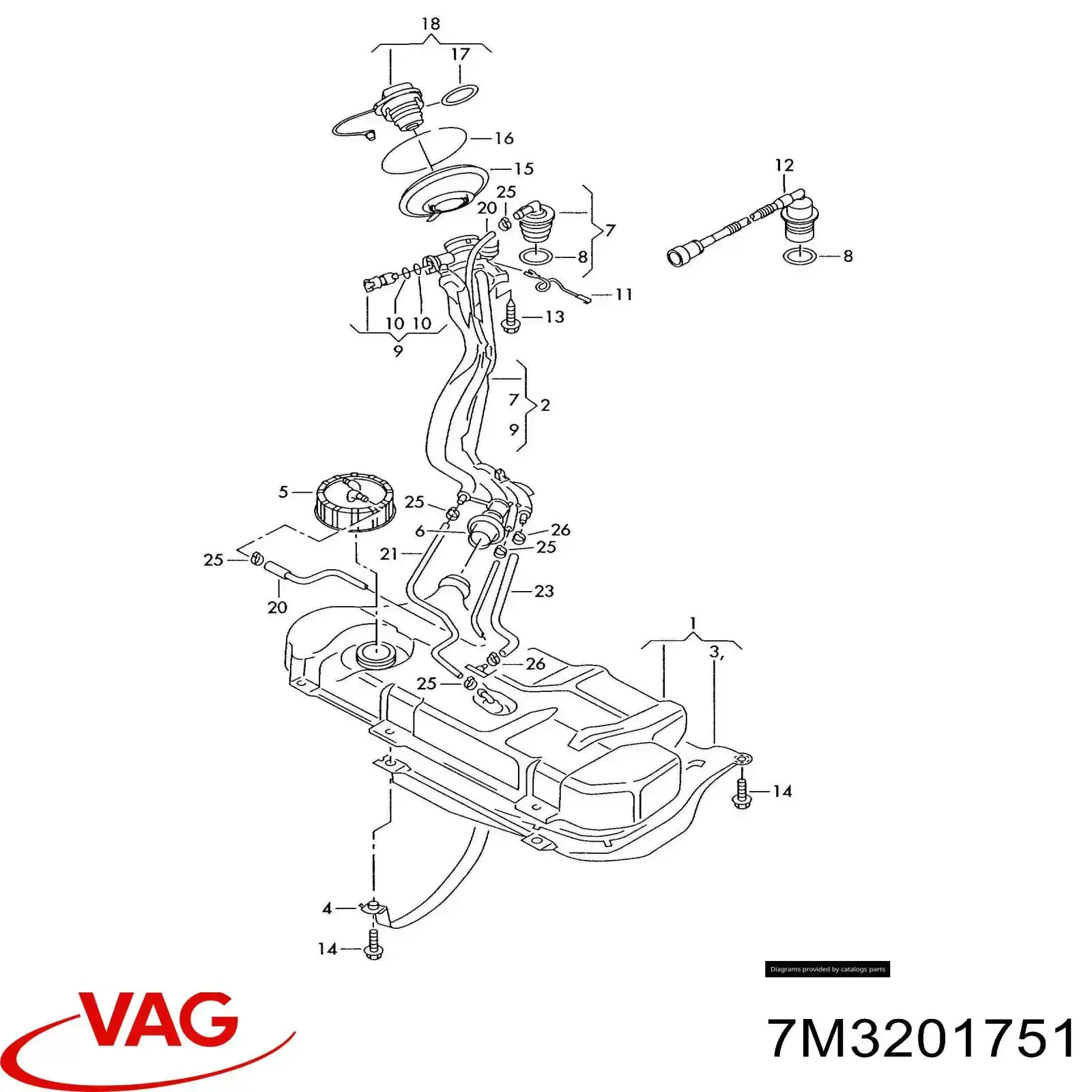 Válvula de ventilación de gases del tanque de combustible VAG 7M3201751 precio, desde  EUR