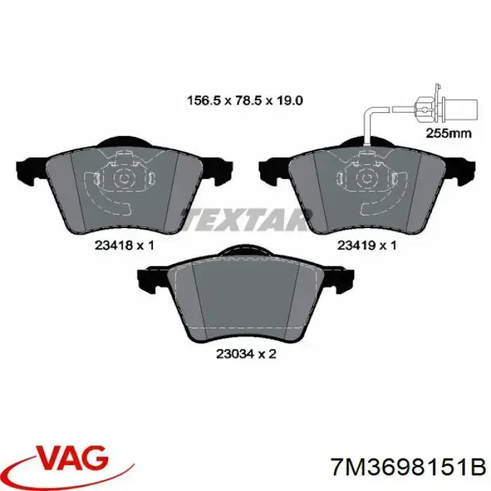 Comprar 7M3698151B VAG Pastillas delanteras de freno