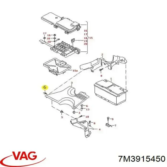 7M3915450 VAG clips de fijación de pasaruedas de aleta delantera