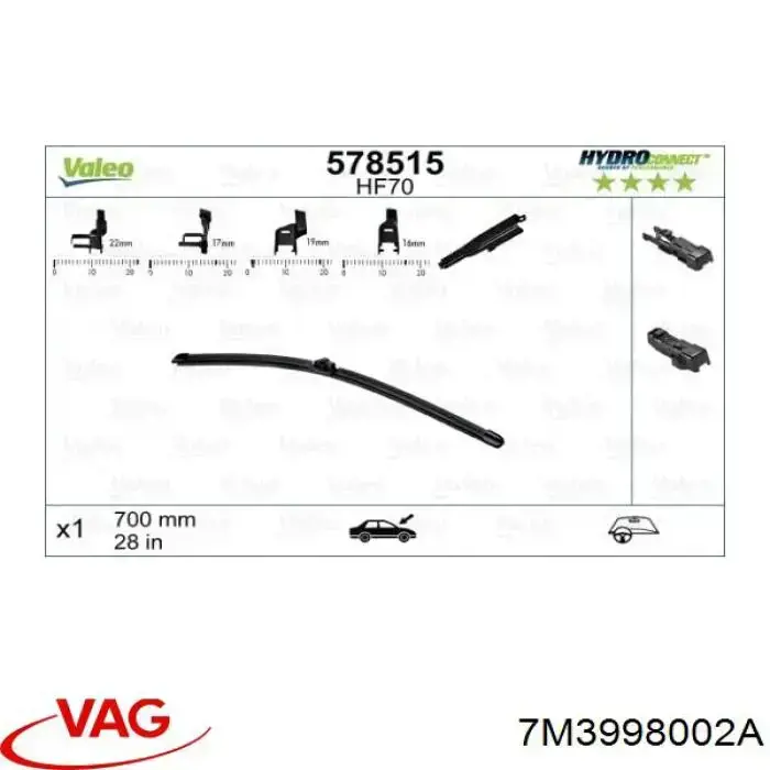 Comprar 7M3998002A VAG Juego de escobillas de luna delantera, 2 piezas