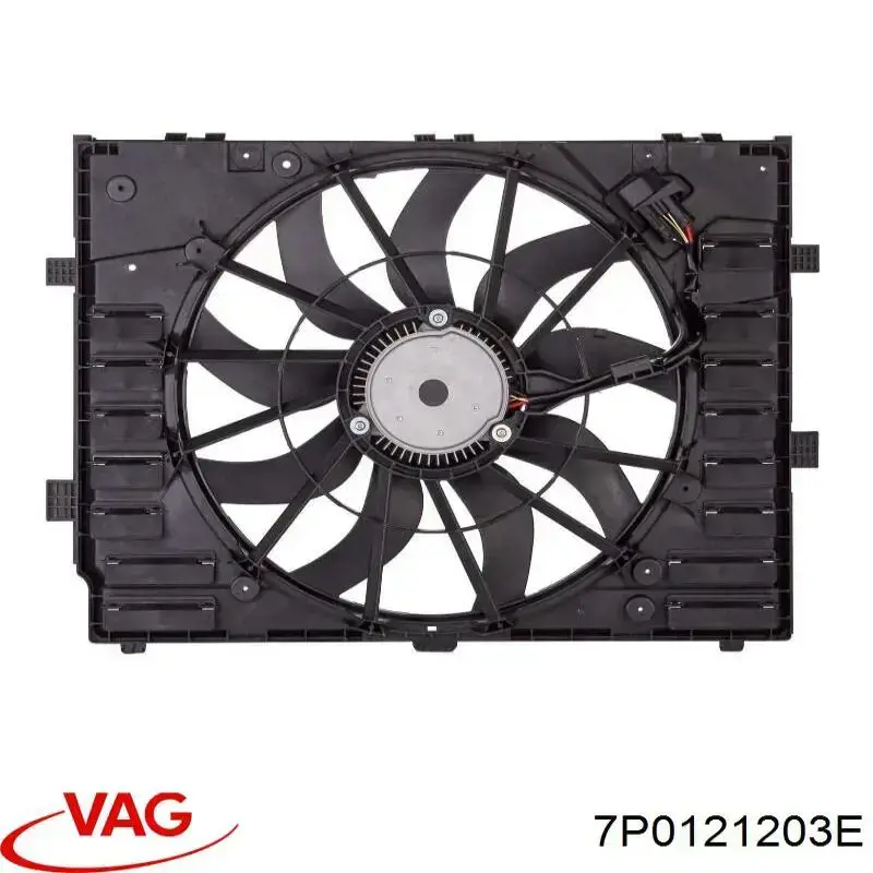 7P0121203E VAG difusor de radiador, ventilador de refrigeración, condensador del aire acondicionado, completo con motor y rodete