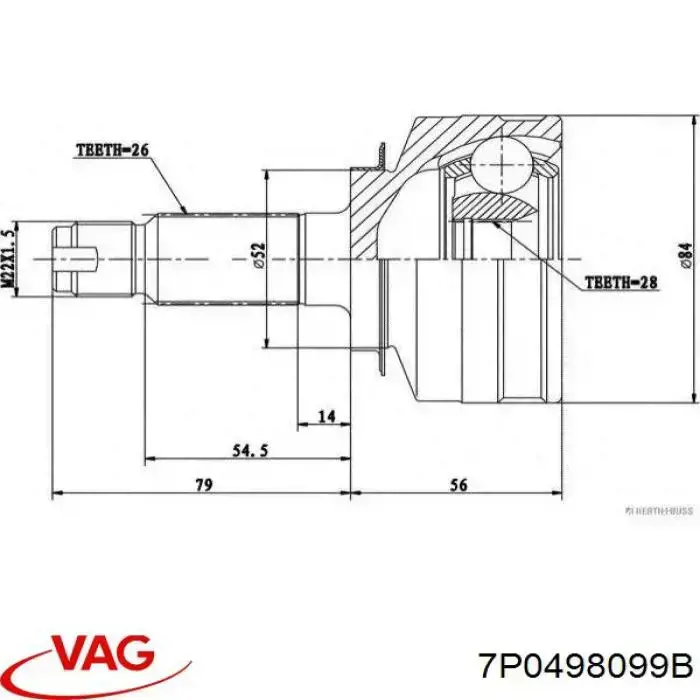 Junta homocinetica 7P0498099B VAG
