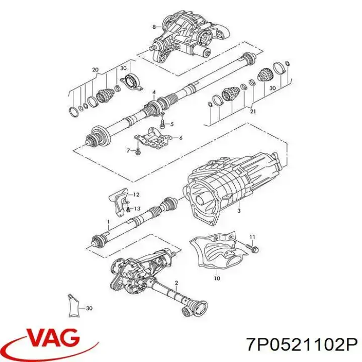 Comprar 7P0521102P VAG Cardán 