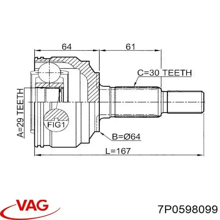 7P0598099 VAG Junta homocinética exterior trasera