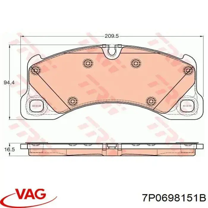Comprar 7P0698151B VAG Pastillas delanteras de freno