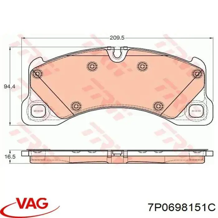Pastillas de freno 7P0698151C VAG