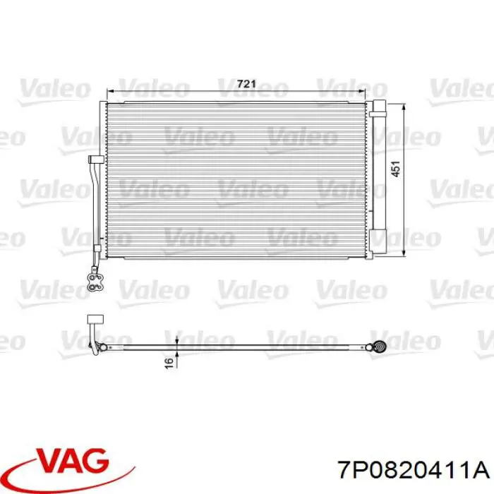 Condensador aire acondicionado 7P0820411A VAG