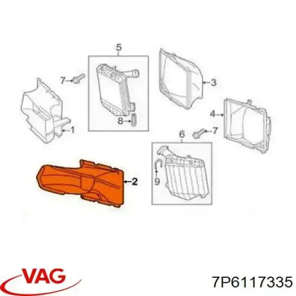 Deflector de aire, radiador intercooler izquierdo Volkswagen Touareg 2 (7P5)