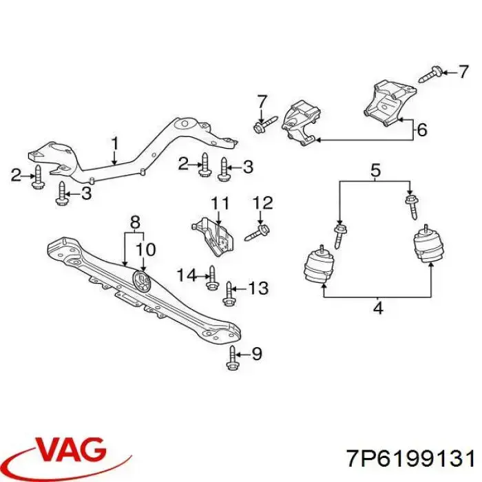 Comprar 7P6199131 VAG Soporte de motor, Izquierda / Derecha