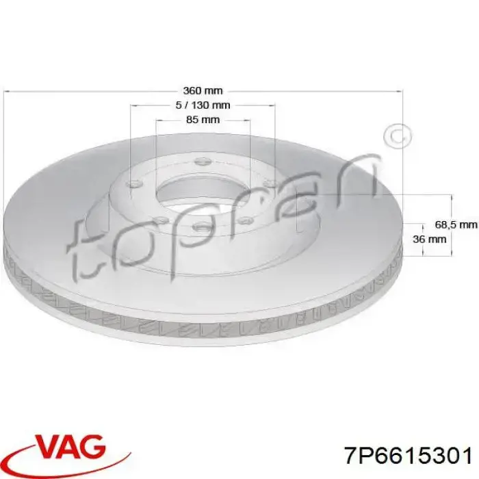 Comprar 7P6615301 VAG Freno de disco delantero