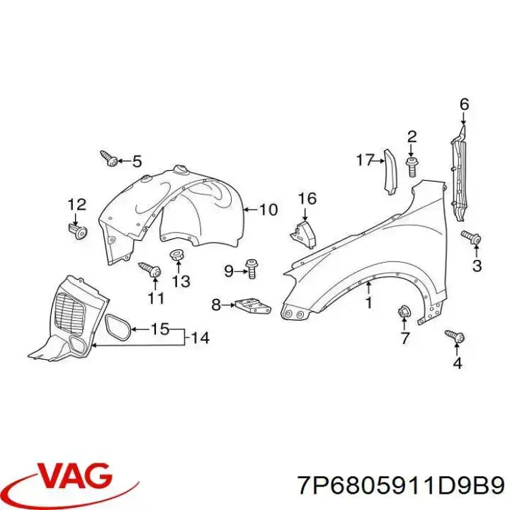 Comprar 7P6805911D9B9 VAG Guardalodos delantero izquierdo