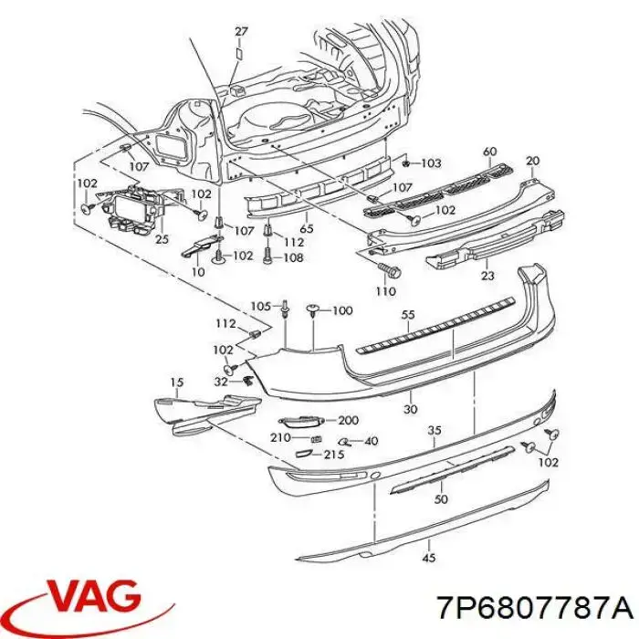 7P6807787A VAG Protector superior del parachoques trasero (estribo)