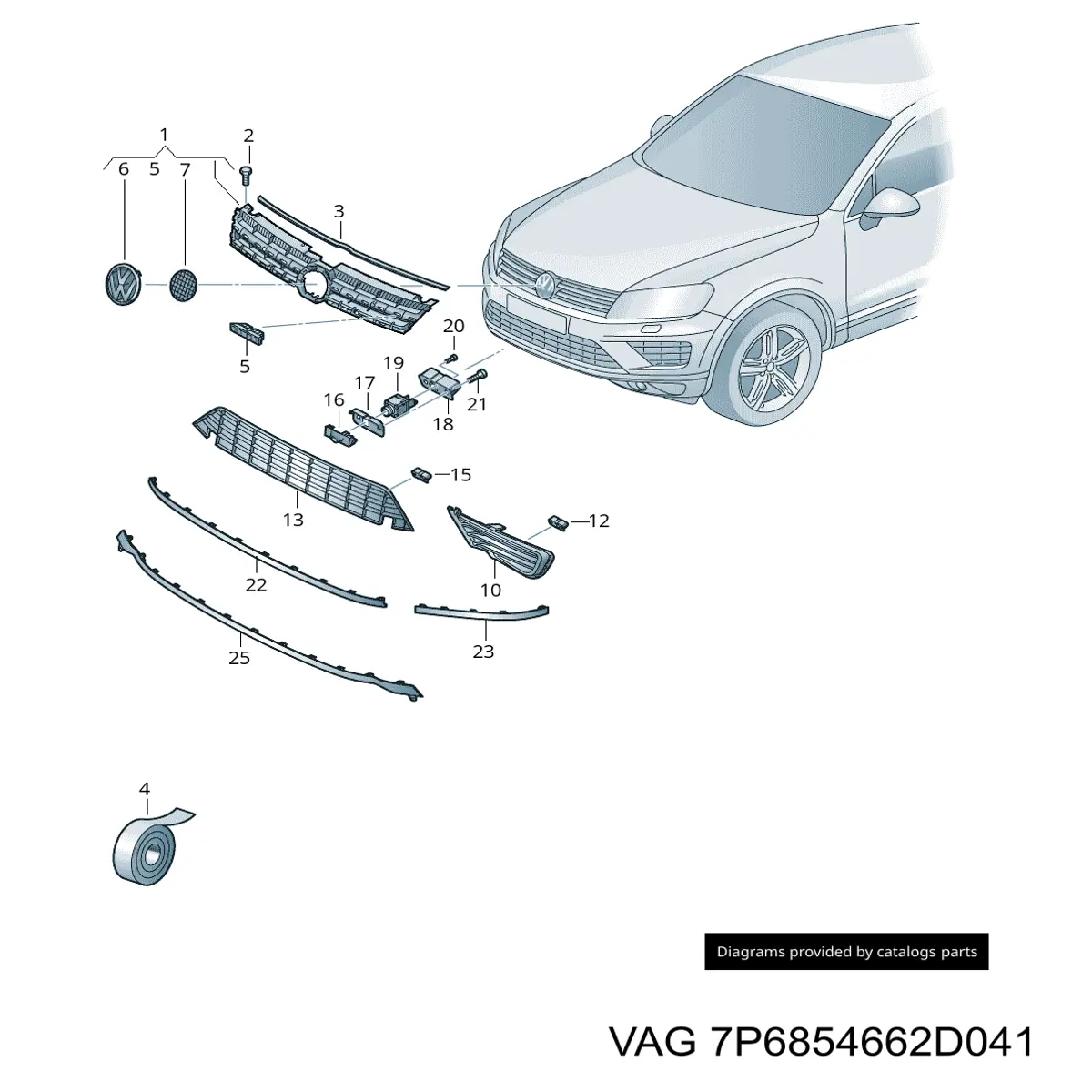 Rejilla derecha del parachoques delantero VAG 7P6854662D041 precio, desde 61,82 EUR