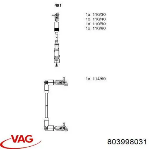 803998031 VAG Cables de alta tensión, juego