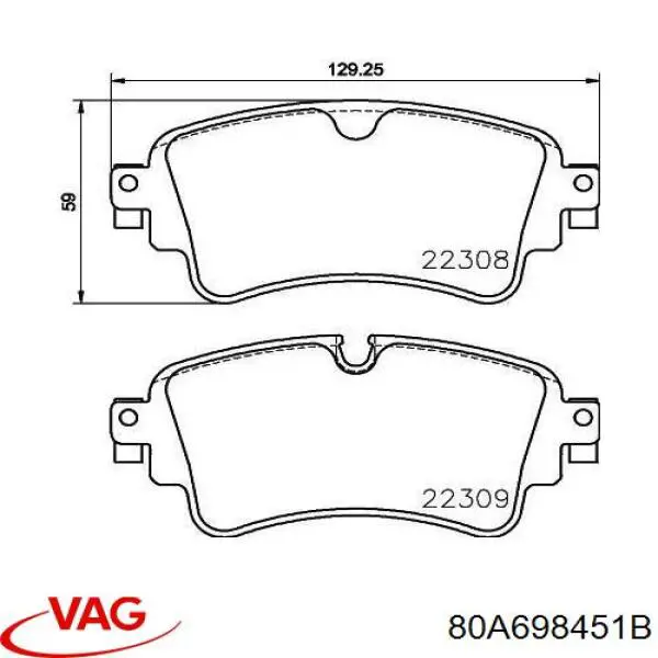 Pastillas traseras VAG 80A698451B