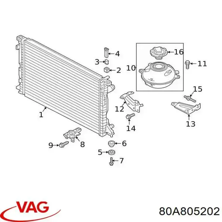 80A805202 VAG soporte del radiador inferior