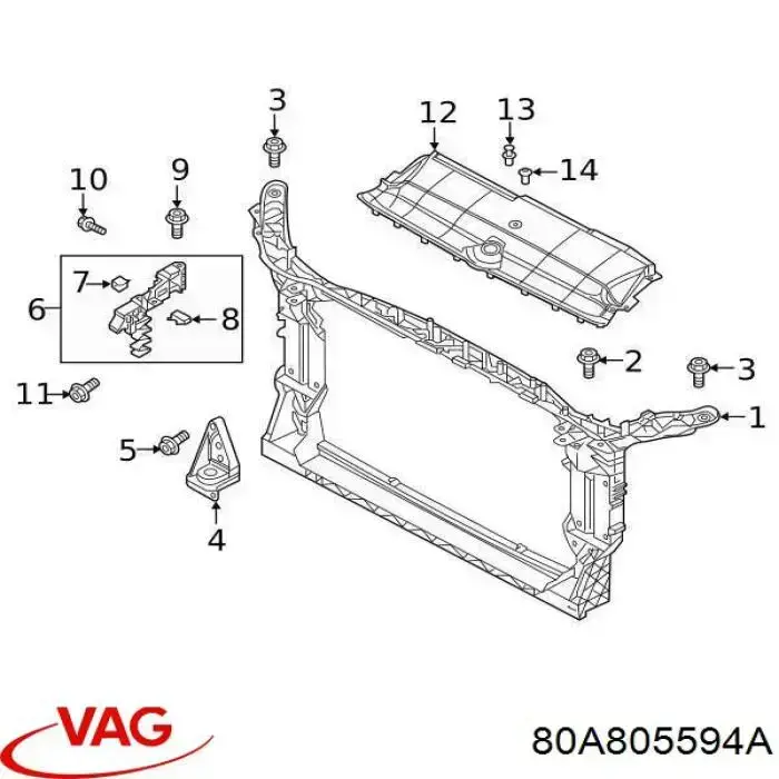 Panel de soporte del radiador y montaje de faros VAG 80A805594A precio, desde 195,92 EUR