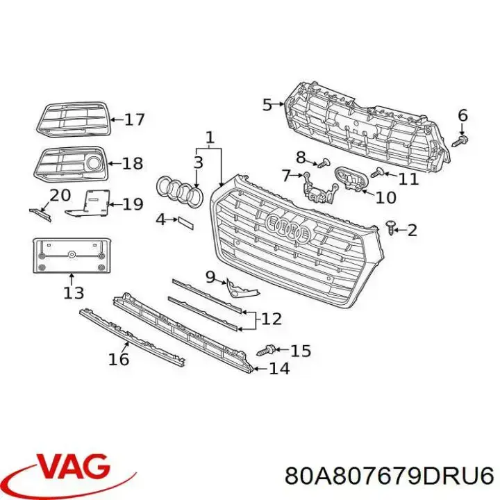 Rejilla de ventilación, parachoques para Audi Q5 (FYB, FYG)