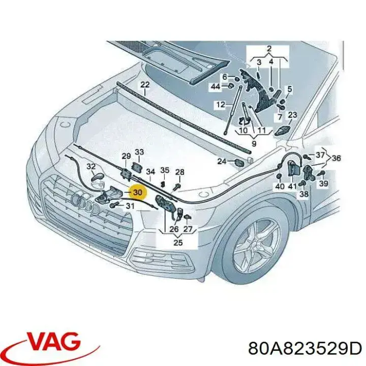 Cable de apertura del capó delantero VAG 80A823529D precio, desde 26,59 EUR