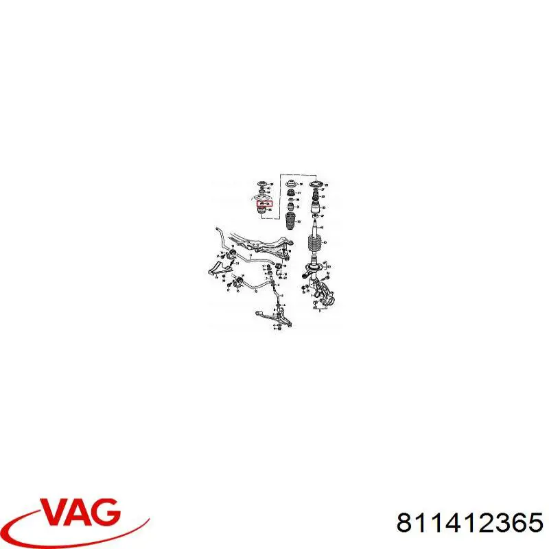 Comprar 811412365 VAG Tuerca del vástago del amortiguador delantero
