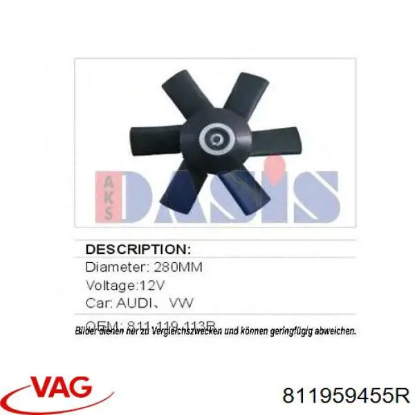 Ventilador de radiador VAG 811959455R precio, desde 55,77 EUR