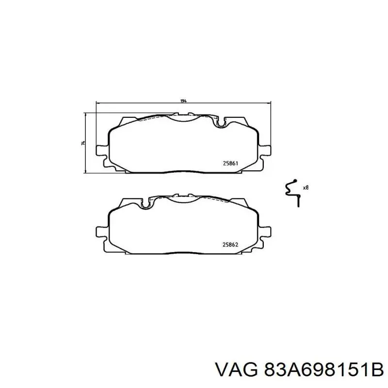 Pastillas de freno 83A698151B VAG