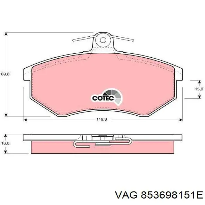853698151E VAG pastillas de freno delanteras
