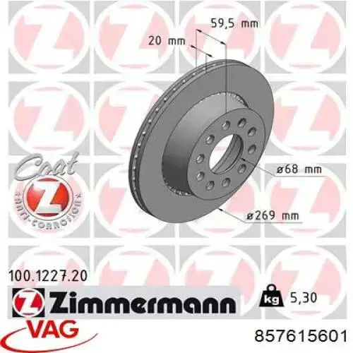 Disco de freno trasero VAG 857615601 precio, desde 41,84 EUR