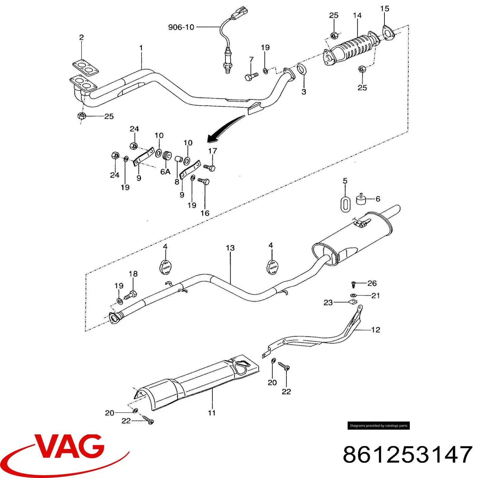 Soporte escape 861253147 VAG