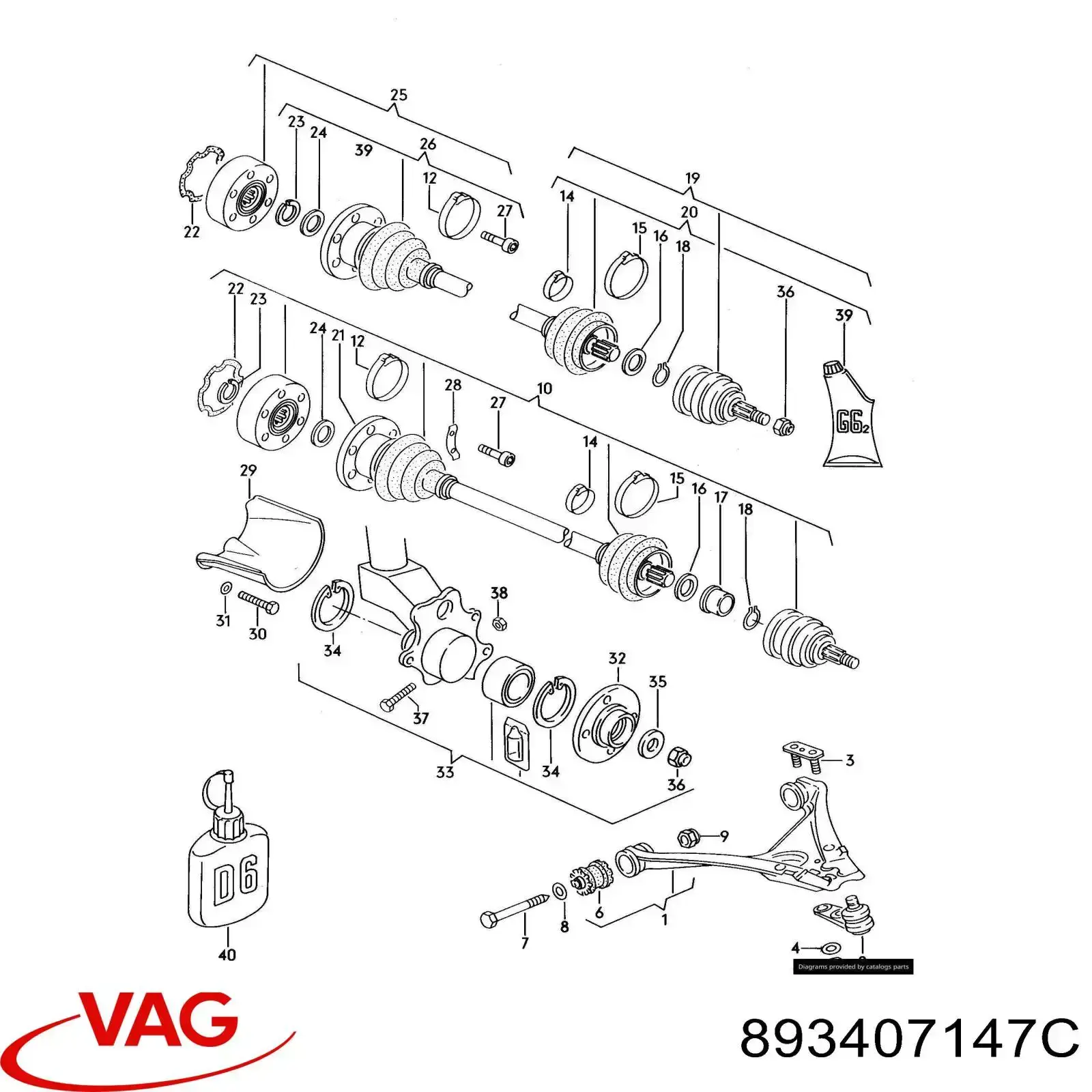 Brazo inferior izquierdo de la suspensión delantera VAG 893407147C precio, desde 41,19 EUR
