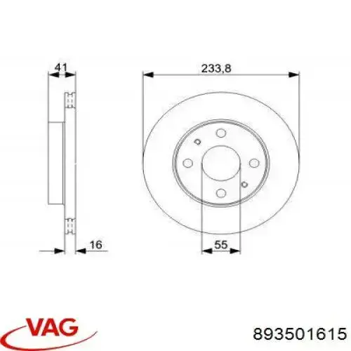 Tambor de freno trasero 893501615 VAG