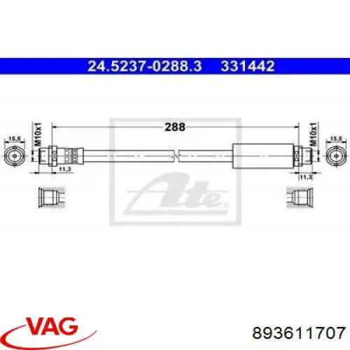 Latiguillos de freno delantero 893611707 VAG