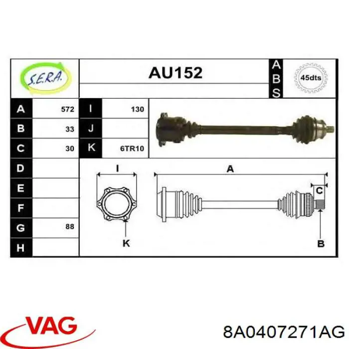 Semieje delantero izquierdo VAG 8A0407271AG precio, desde 113,26 EUR
