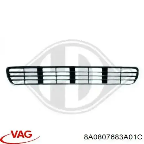 Rejilla de ventilación, parachoques delantero, central para Audi 80 (8C, B4)