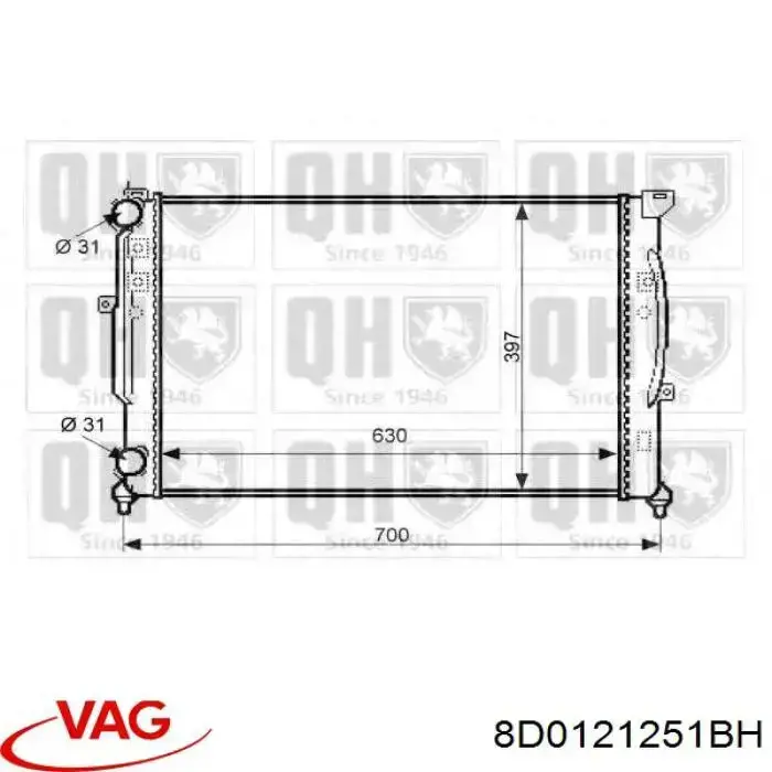 8D0121251BH VAG radiador refrigeración del motor