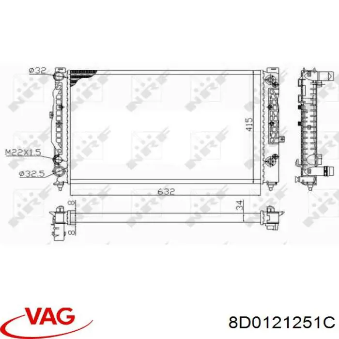 8D0121251C VAG radiador refrigeración del motor