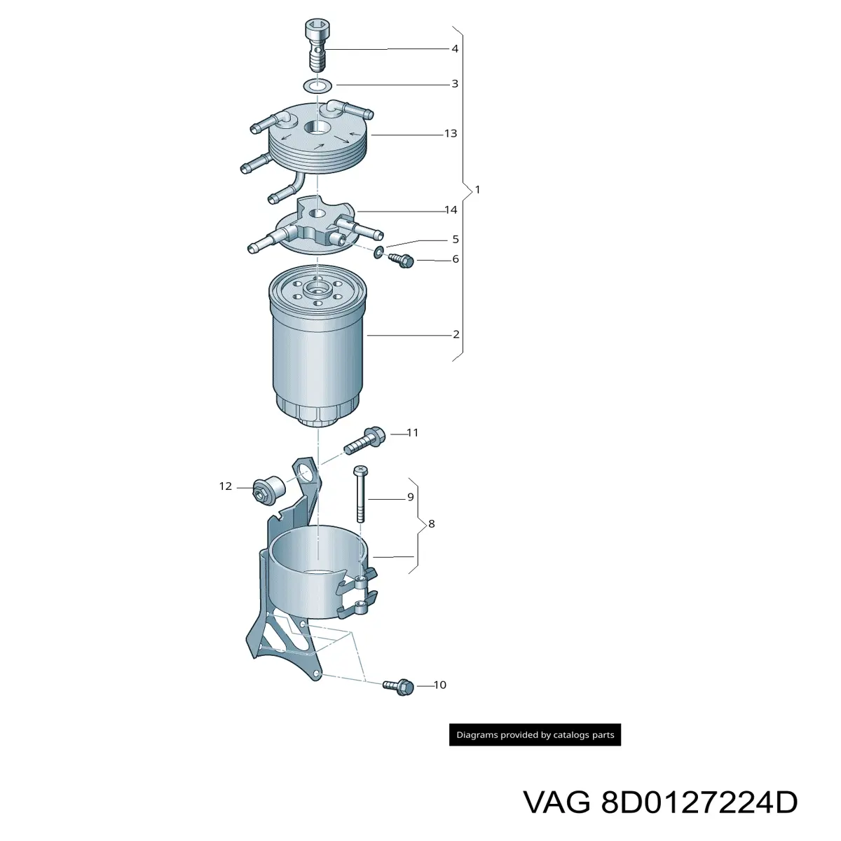 Soporte del filtro de combustible VAG 8D0127224D precio, desde 200,55 EUR